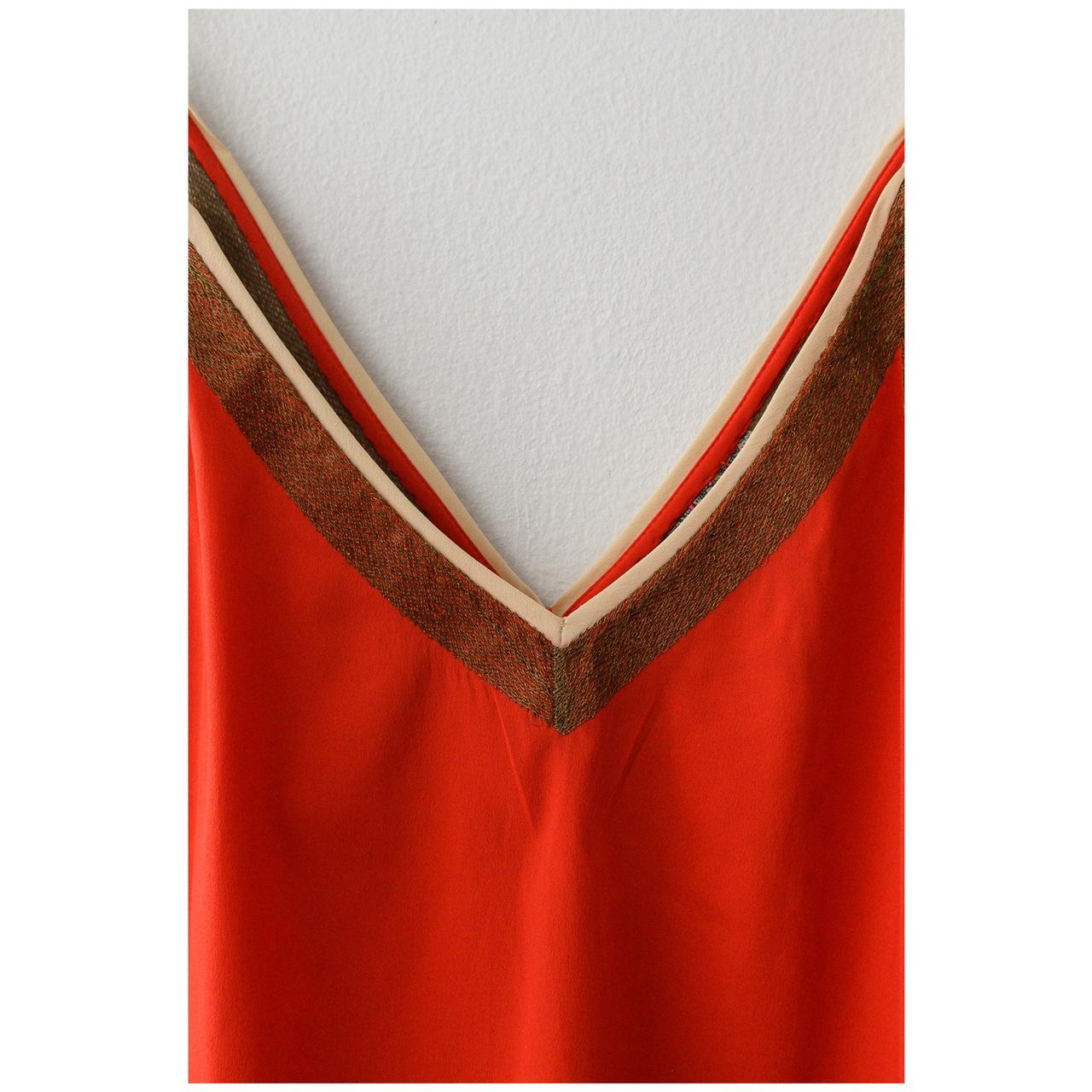 Ecoté tank. Red with beige piping and gold... - Depop