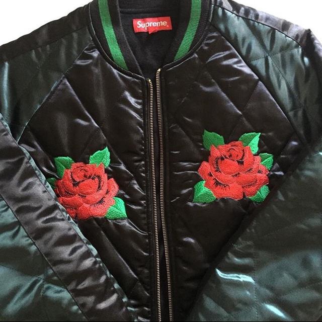 Supreme Satin Quilted Rose Bomber FW 2013 Sz.... - Depop