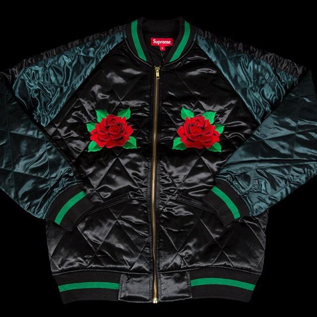 Supreme Satin Quilted Rose Bomber FW 2013 Sz.... - Depop