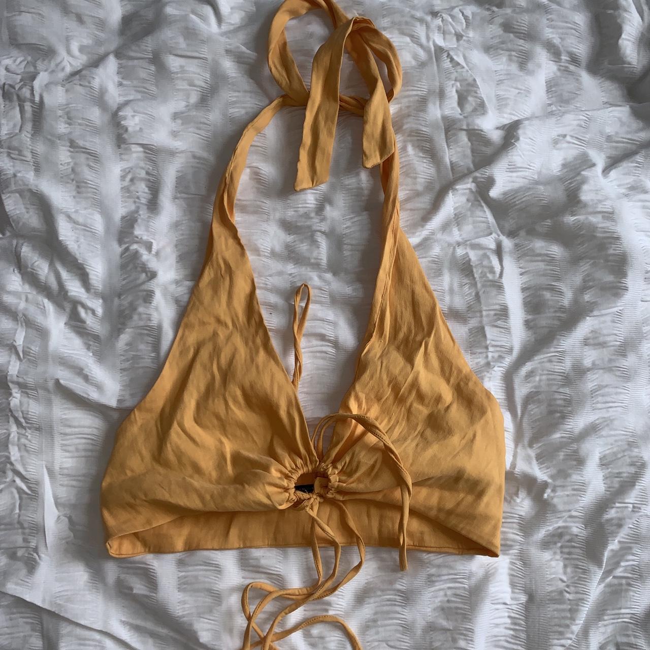 Mustard Zara Halter Top Worn Once Perfect Condition... - Depop