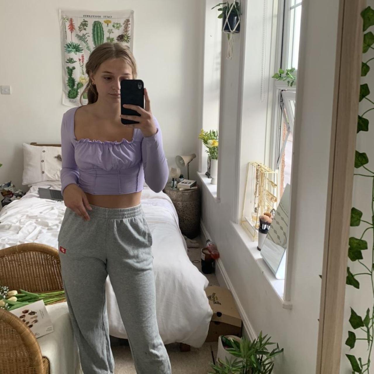 lilac / purple milk maid crop top Long sleeve and... - Depop