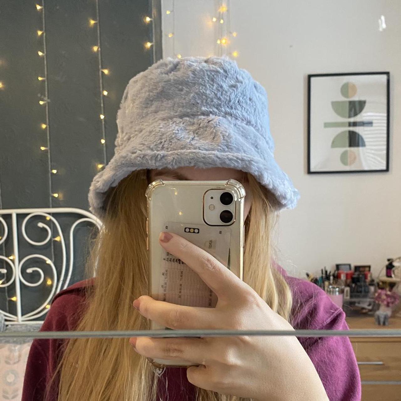 Pale/light blue fluffy bucket hat Never worn before... Depop