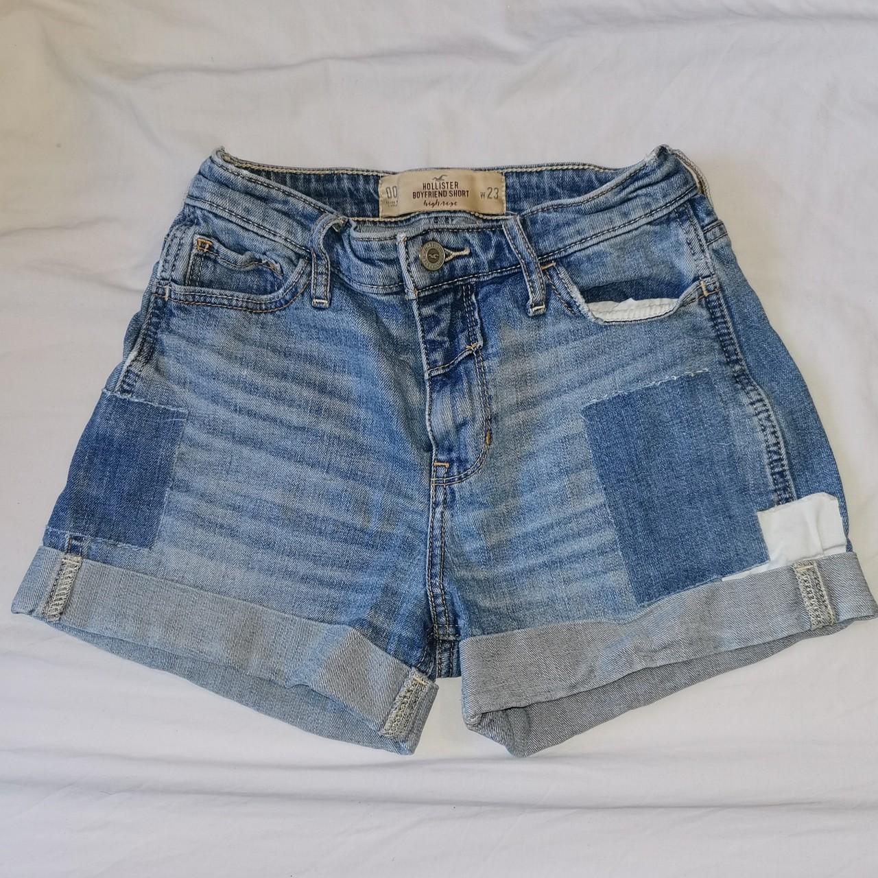 Hollister patchwork boyfriend denim shorts. So cute,... - Depop