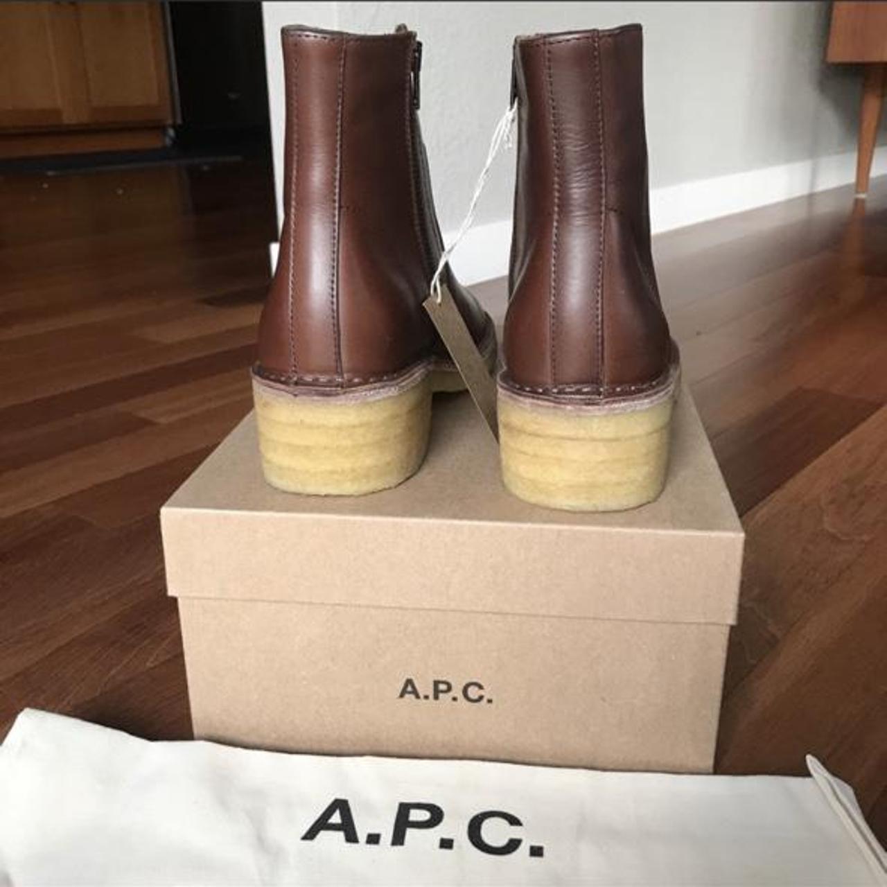 A.P.C brown leather crepe sole ankle boots. Zip...