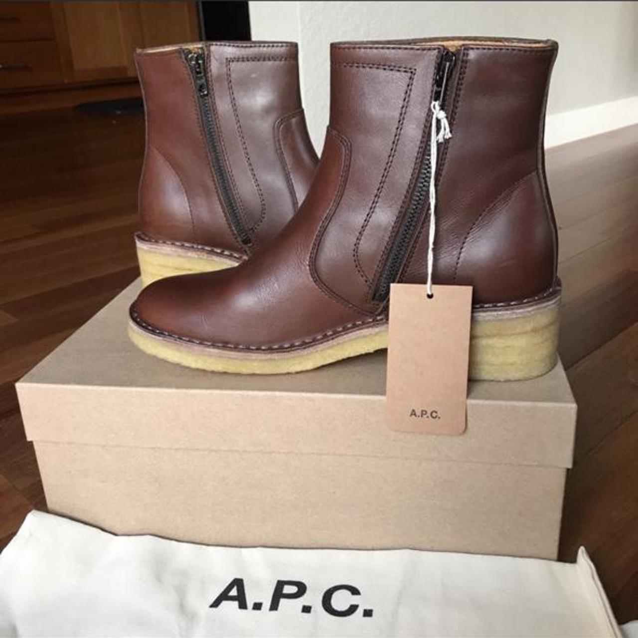 A.P.C brown leather crepe sole ankle boots. Zip...