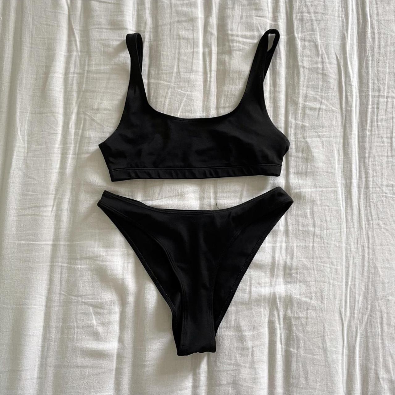 Monki black bikini set XS (fits UK 6/8) bottoms... - Depop