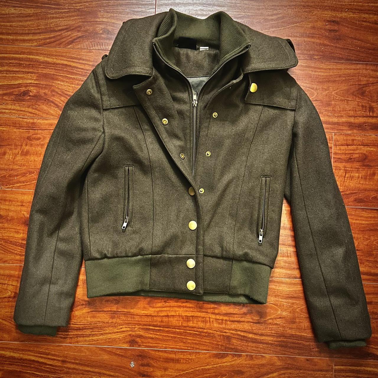 BDG Women's Green and Gold Jacket Depop