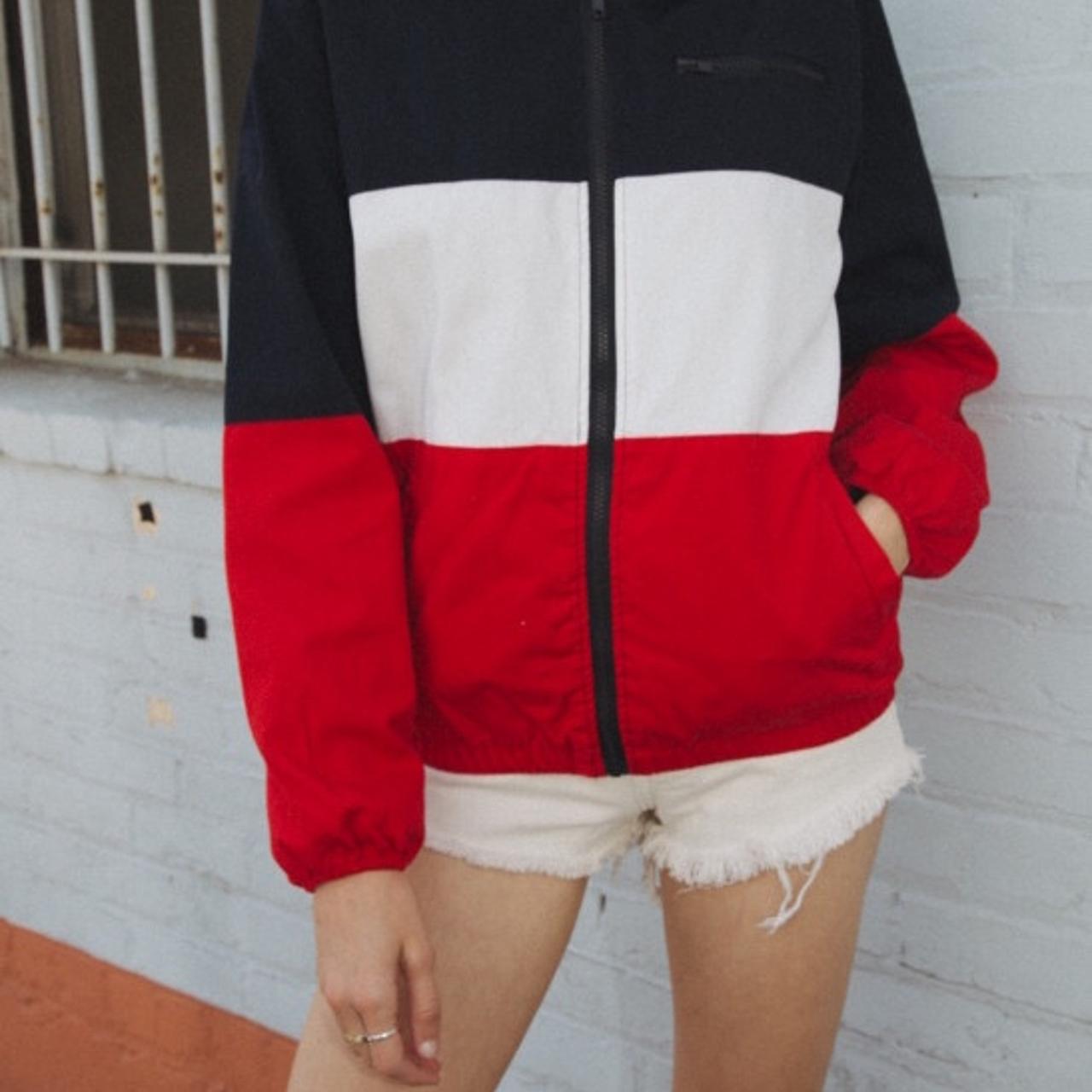 brandy melville red blue white jacket