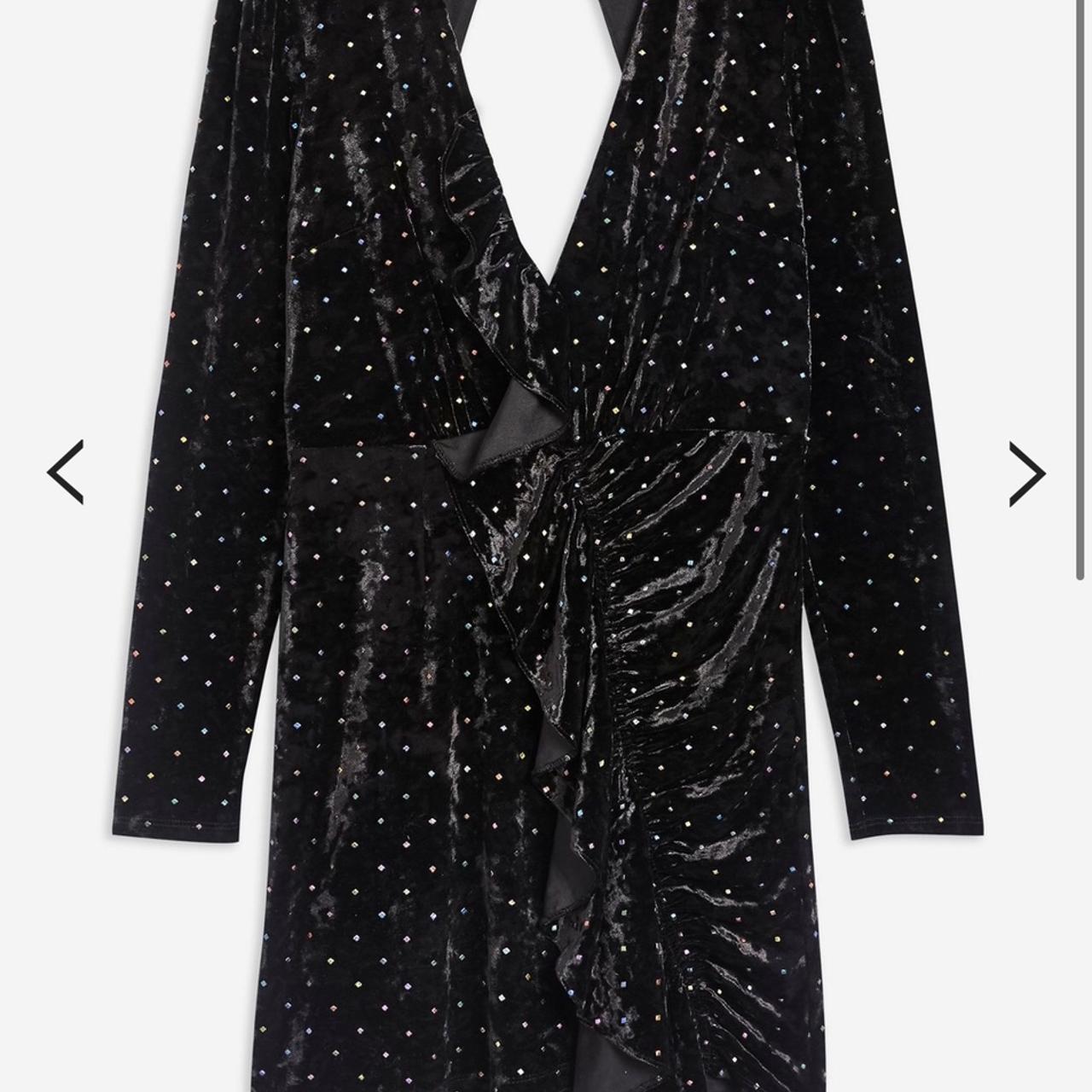 Topshop stud velvet frill hot sale dress