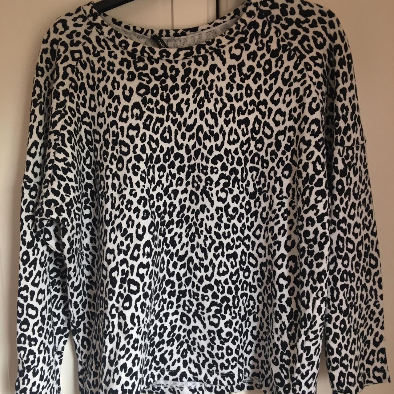 Mango leopard print sweater in cream