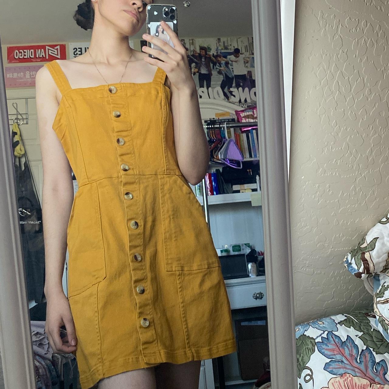 mustard yellow button up dress from h m worn a. Depop