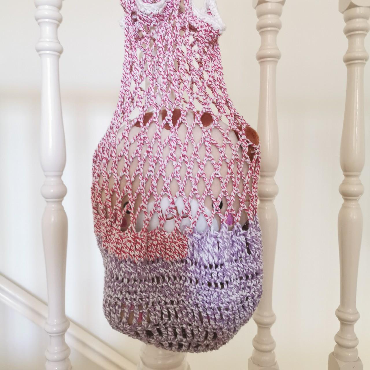 PURPLE NETTED STRING GROCERY BAG 44CM X 31CM (NOT... - Depop