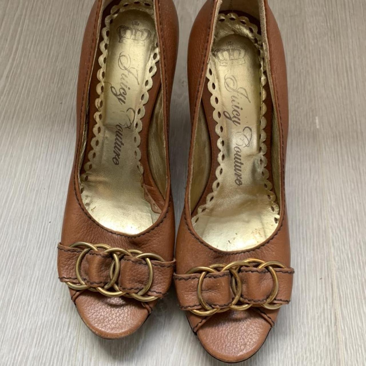 Juicy Couture tan pumps, block heel with... Depop