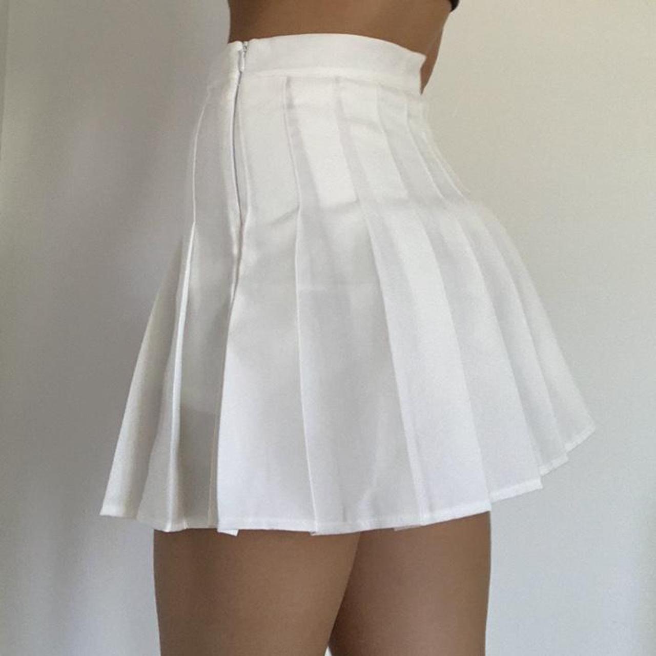 White pleated tennis skirt. Invisible zipper, shorts... - Depop