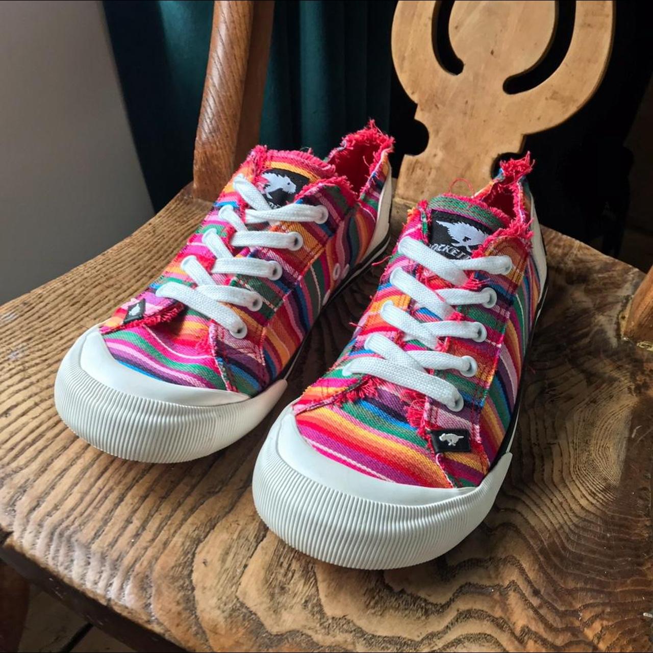 Rainbow rocket dog trainers Worn once as they... Depop