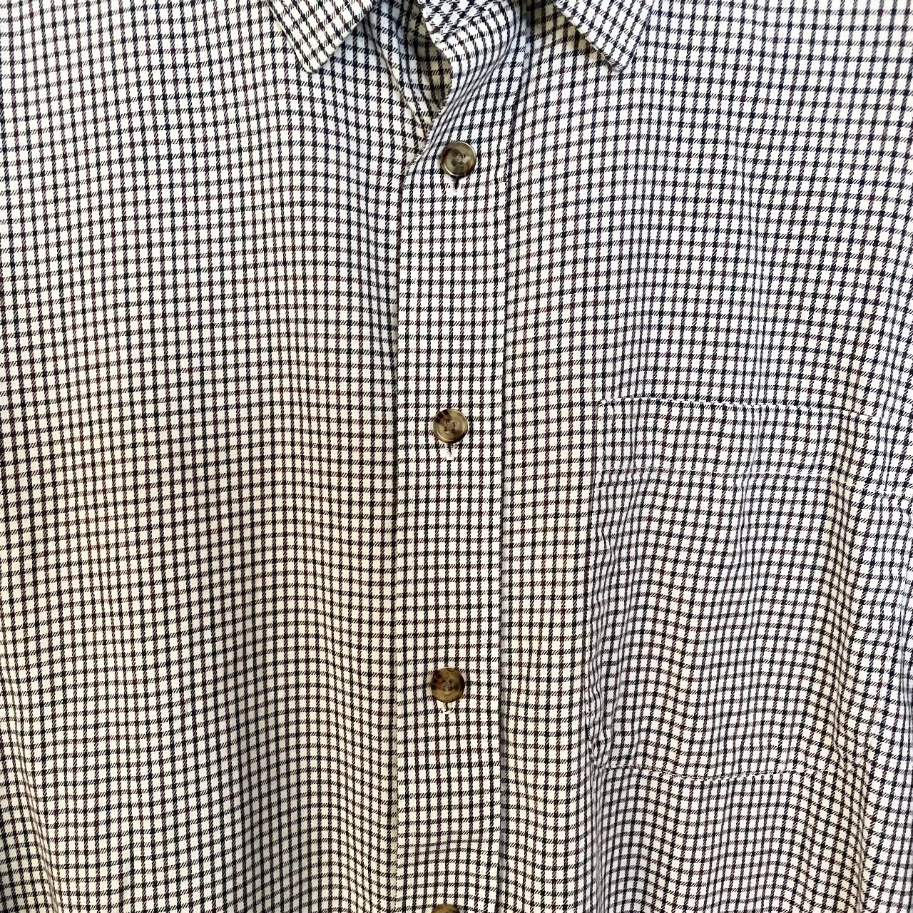 white/navy check Marks & Spencer shirt 100% pure... - Depop