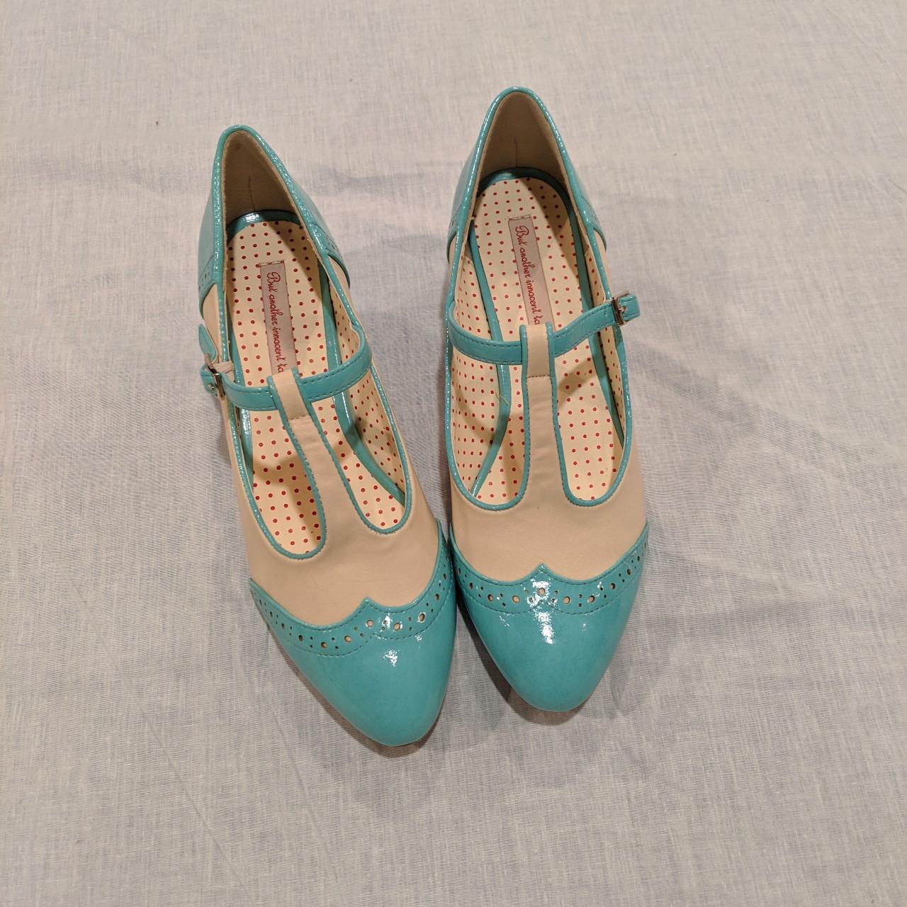 Cute mint blue saddle shoes with wedge heel - Depop