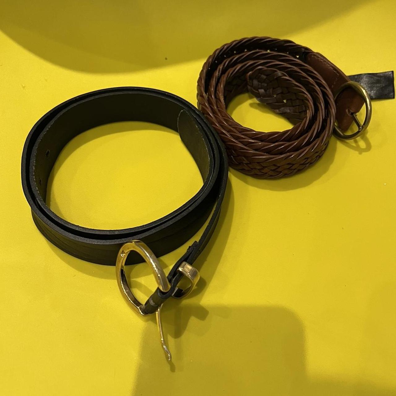 2 x zara belts Black one is leather. Size 80 worn... Depop