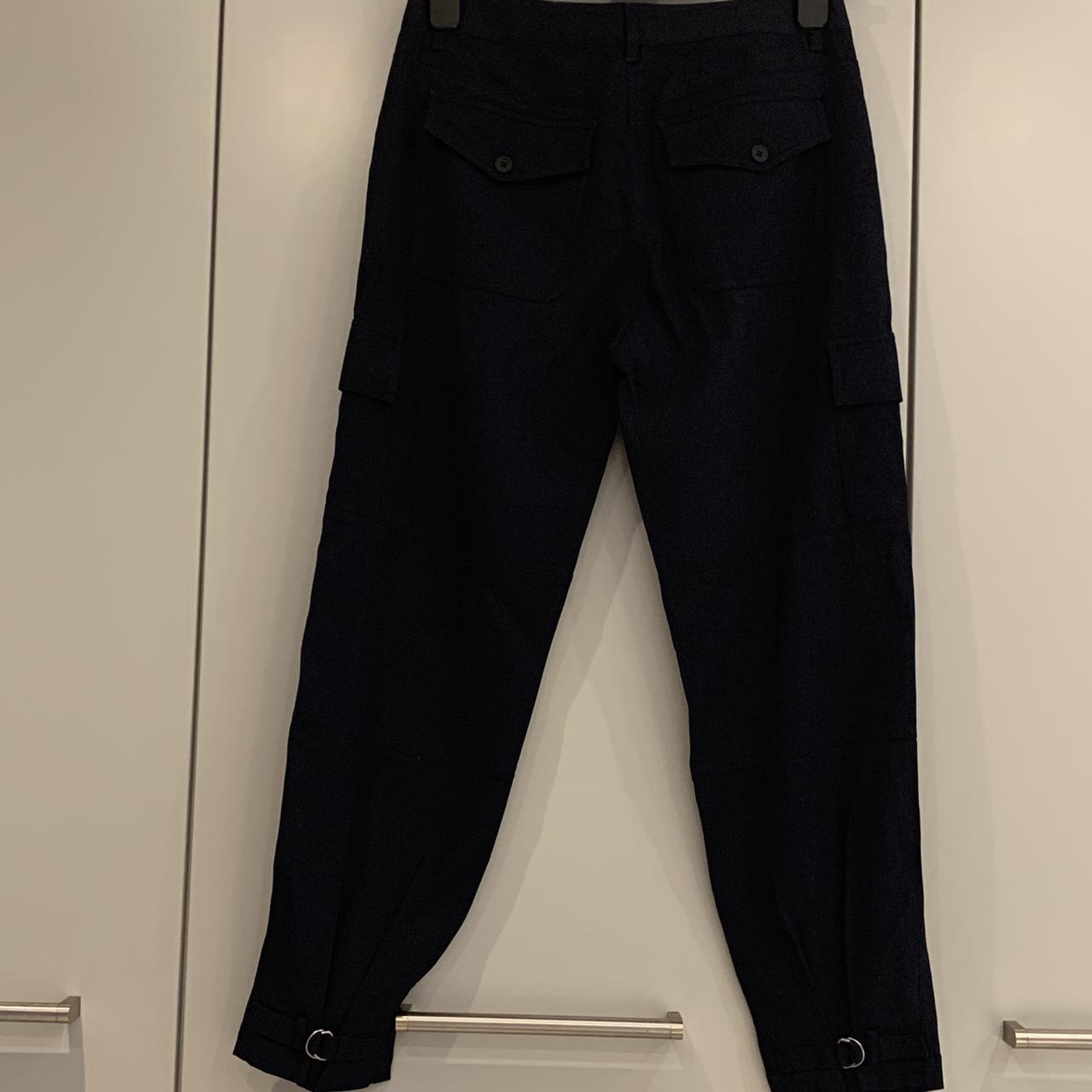 THEORY designer-navy cargo trousers. Buckles on each... - Depop