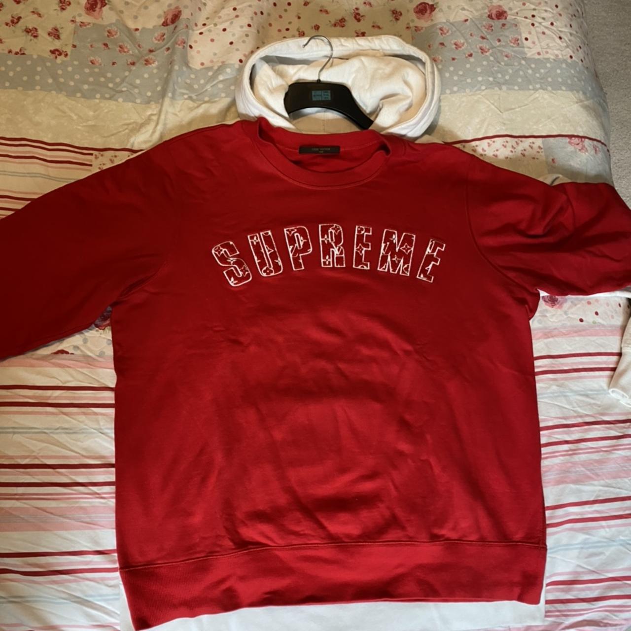 Supreme x Louis Vuitton Arc Logo Red Sweatshirt – Crepslocker