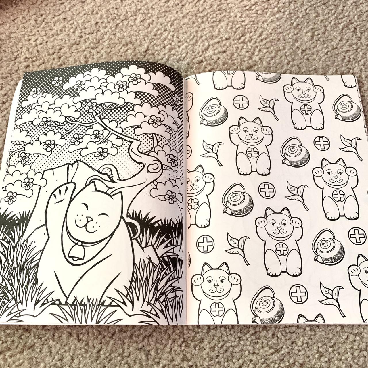 Adorable Japanese lucky cat coloring book. Brand... - Depop