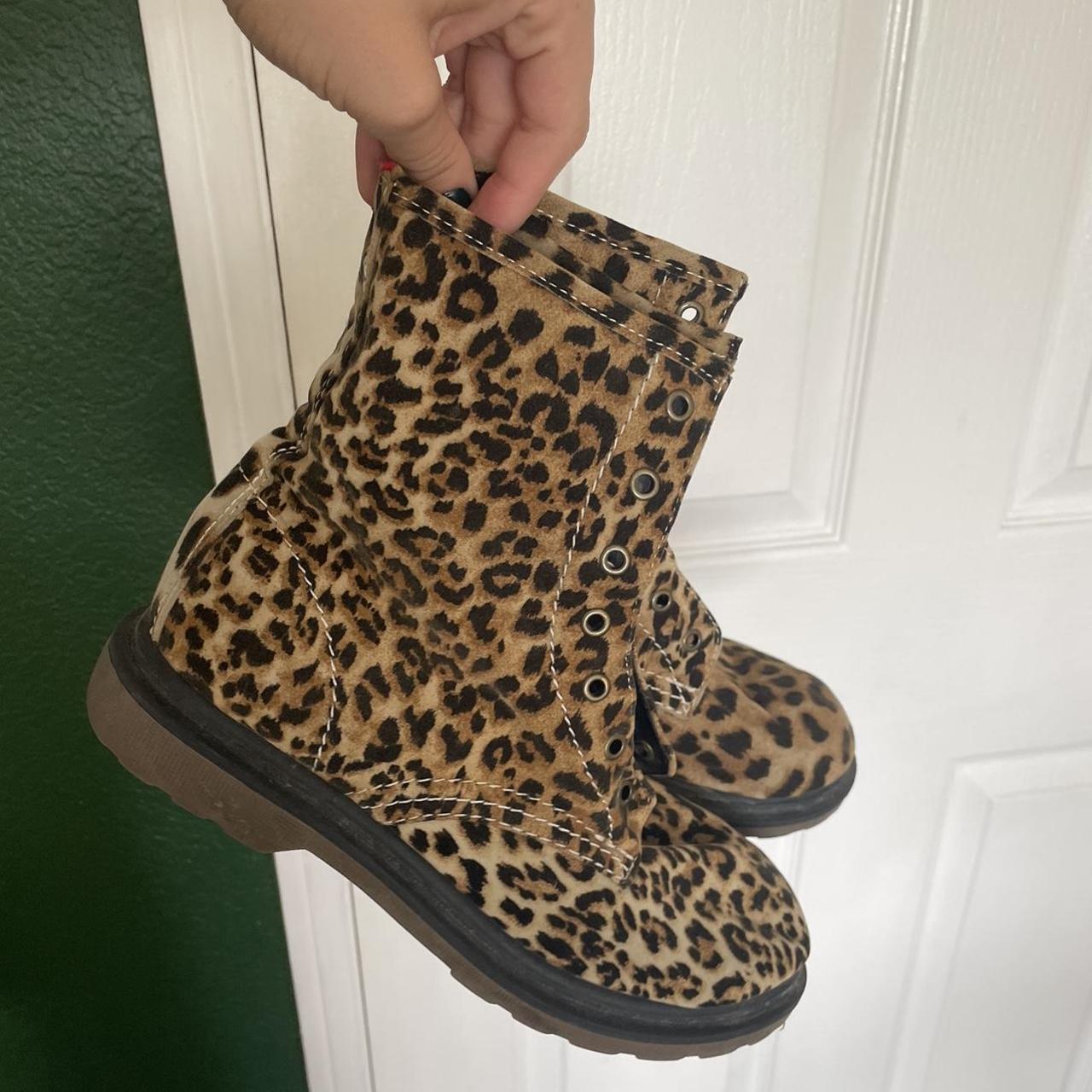 Velvet leopard print doc marten look alikes Great... - Depop