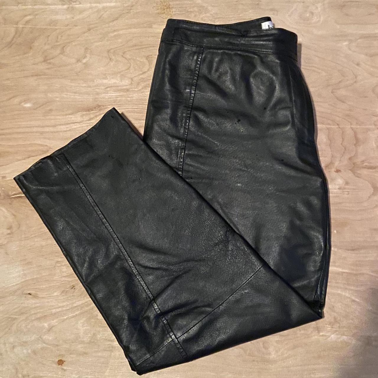 black genuine leather pants ♡ GRANDMA’S SALE 👵🏼👩🏽‍🦱... - Depop
