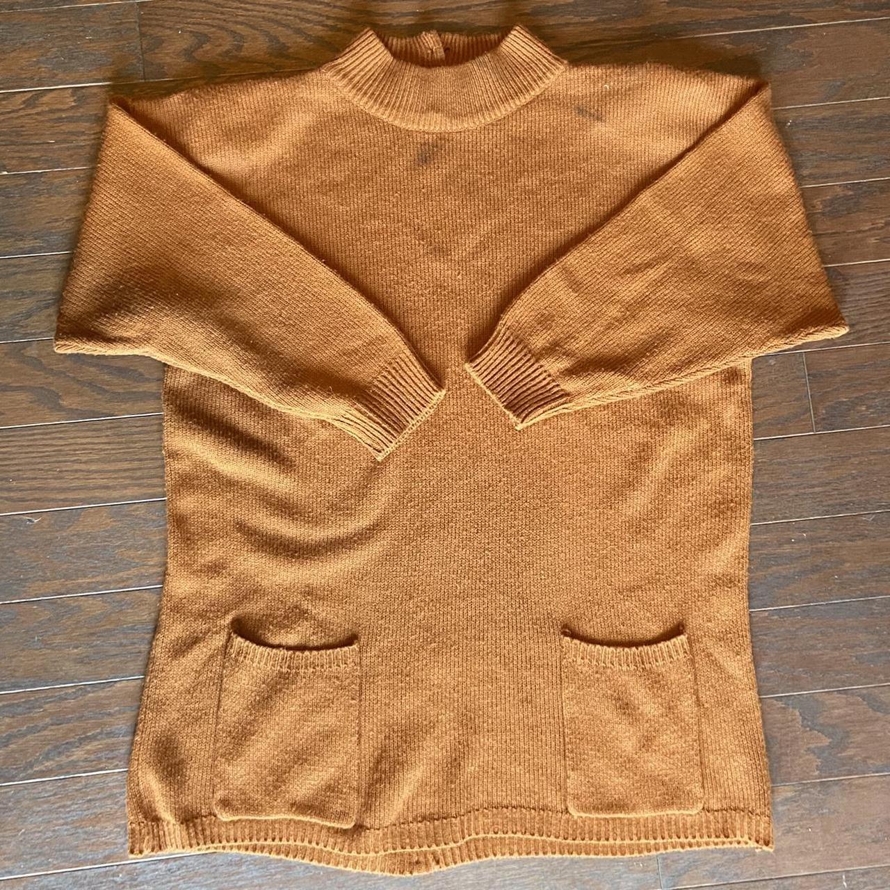 🕰 rust brown rib knit sweater dress with pockets - - Depop