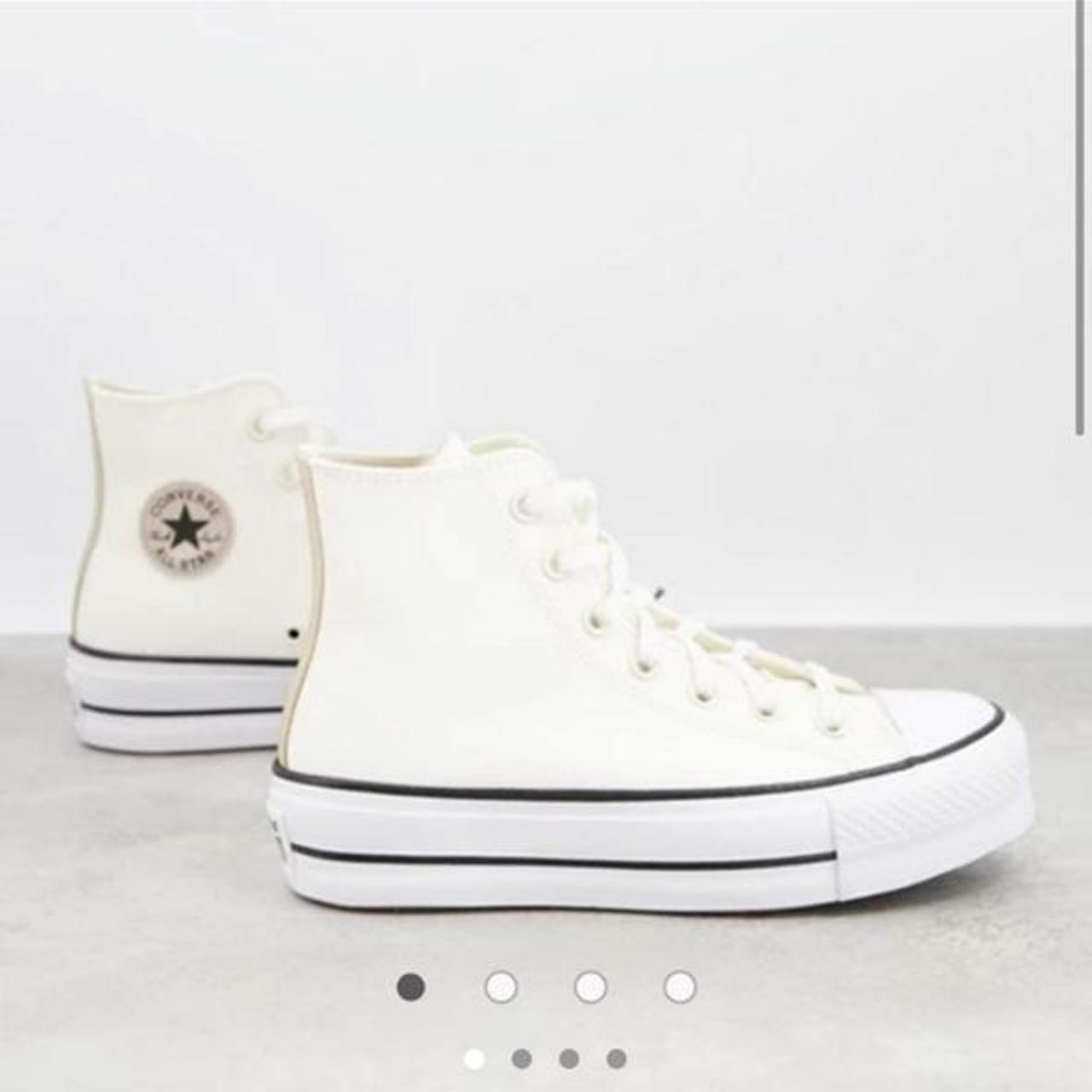 CREAM LEATHER HIGH TOP CONVERSE Few marks but still... Depop
