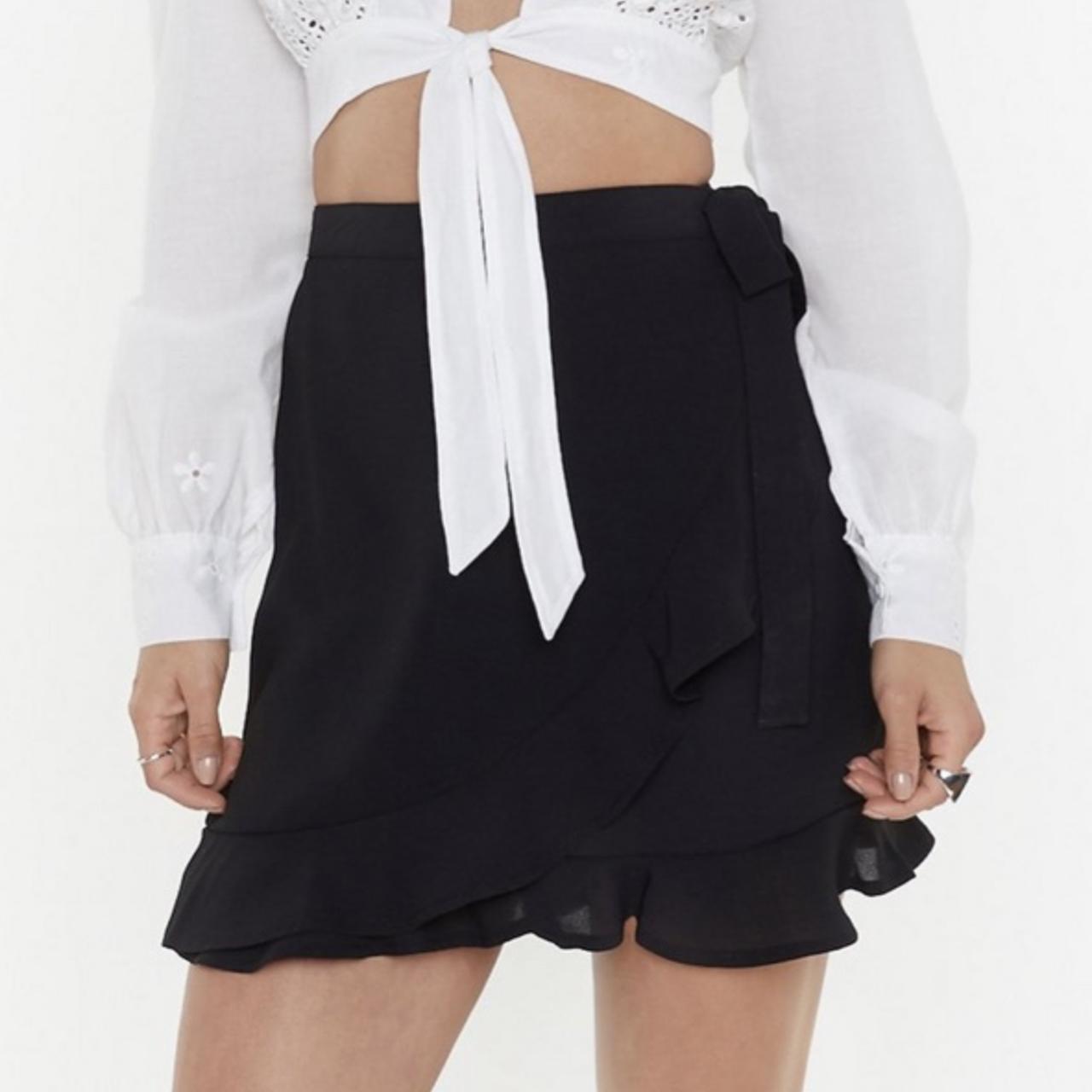 Topshop Ruffle Wrap Mini Skirt In Black