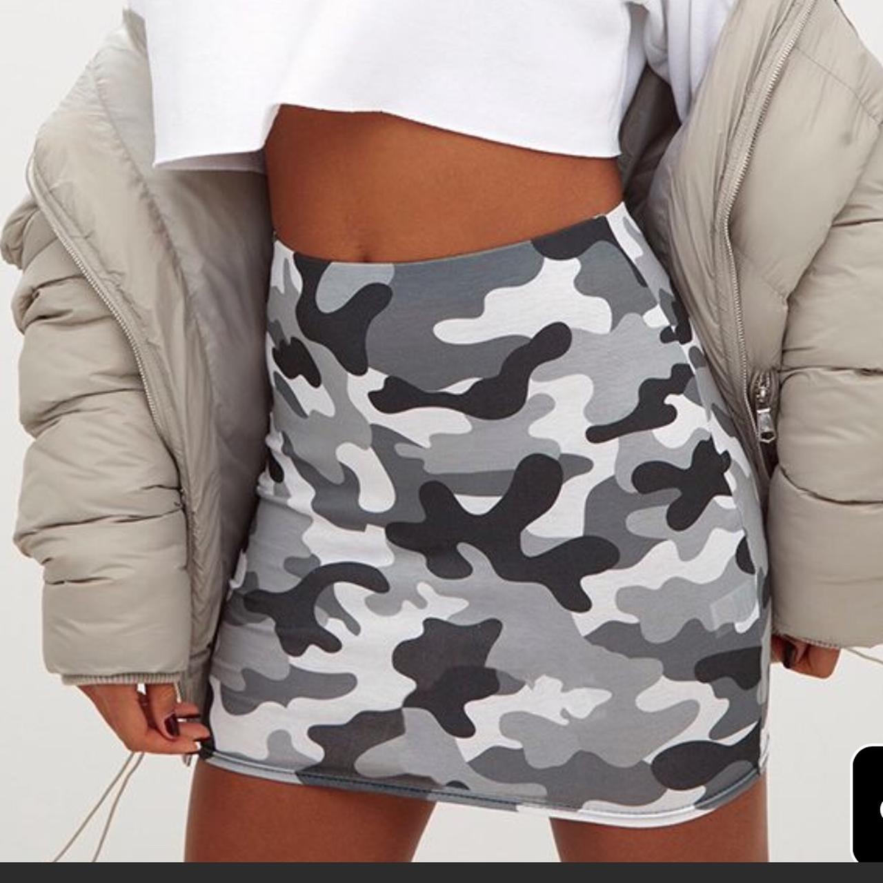 Grey camouflage outlet skirt