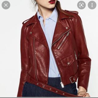 maroon leather jacket zara