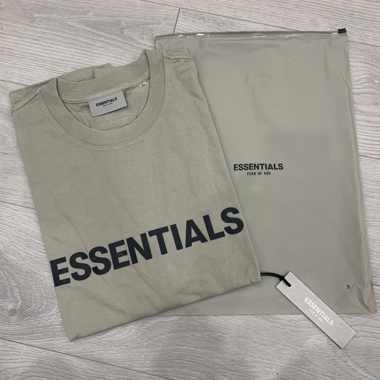 KHAKI FEAR OF GOD ESSENTIALS T-SHIRT BRAND NEW KHAKI... - Depop