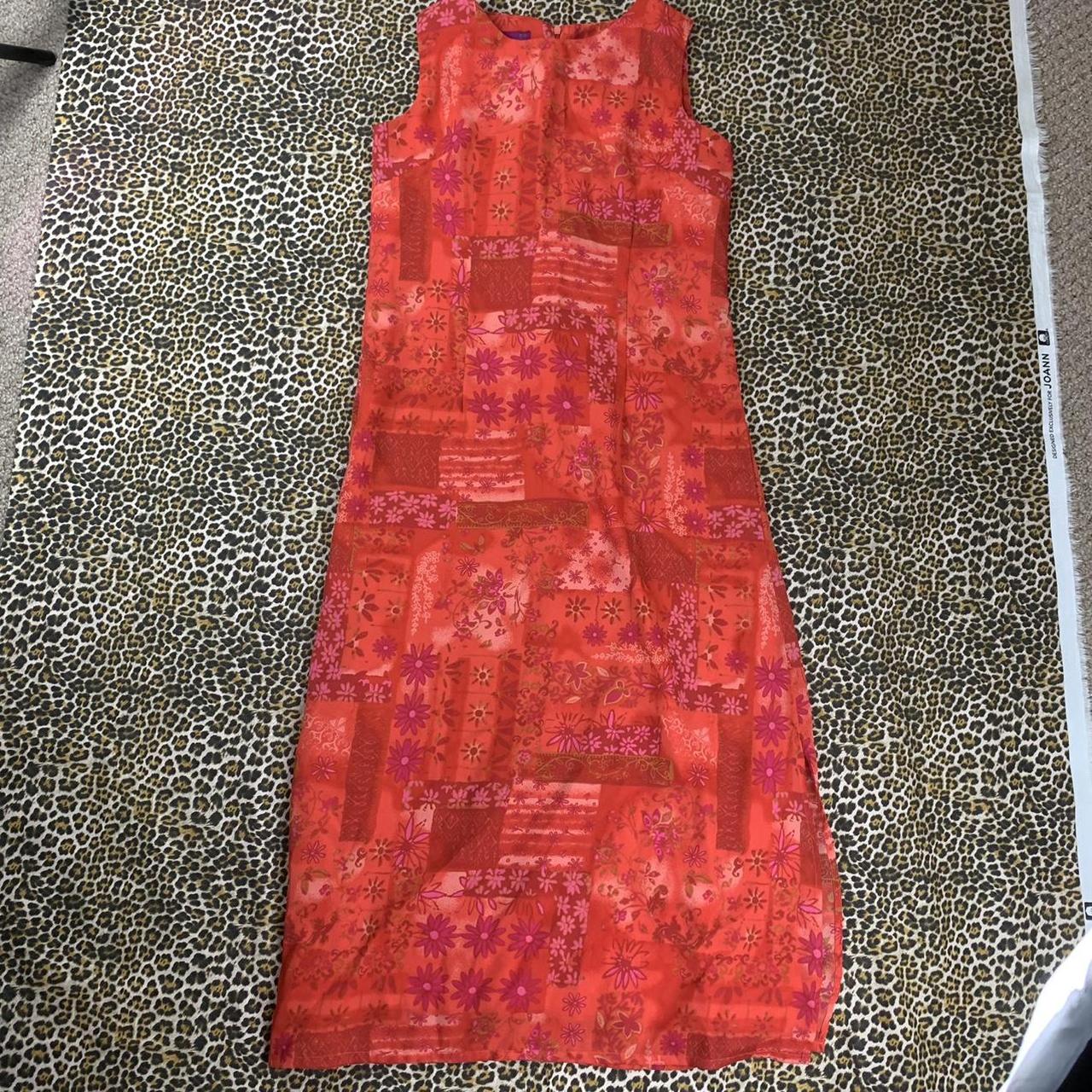 Vintage Y2k orange and pink funky floral pattern... - Depop