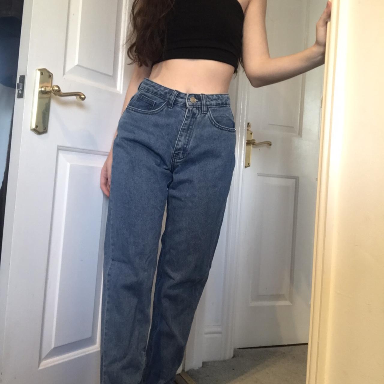 Missguided Riot high rise Mom jeans blue washed... - Depop