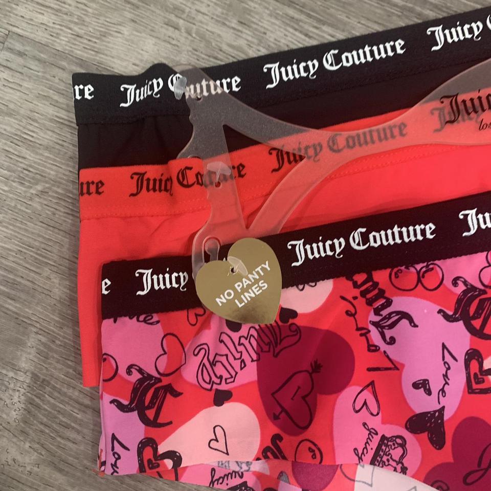 New Juicy Couture Underwear 3 Pack Size Large - Pink Cherry Print, Red,  Black