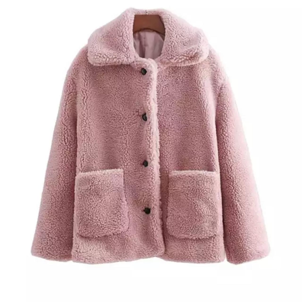 zara pink fleece jacket