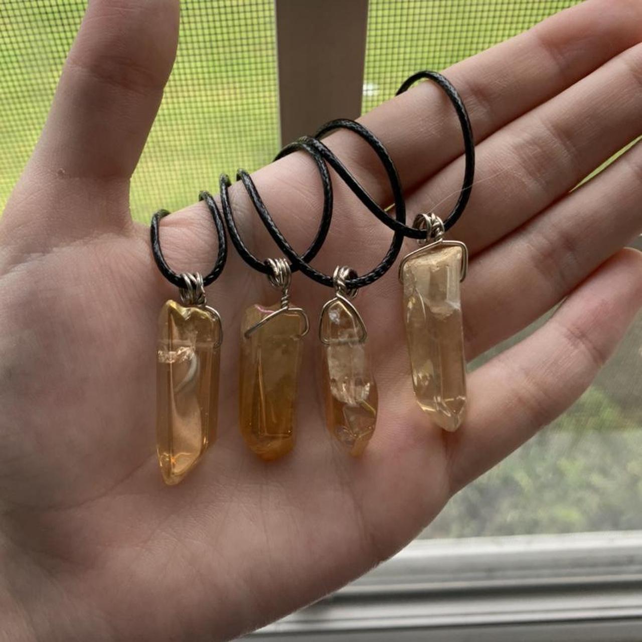 Citrine crystal cage necklace. Made with real - Depop