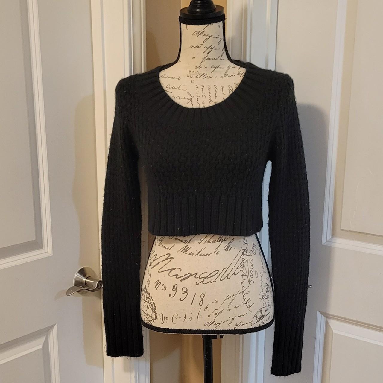 soft and cozy knit black cropped sweater!!... - Depop