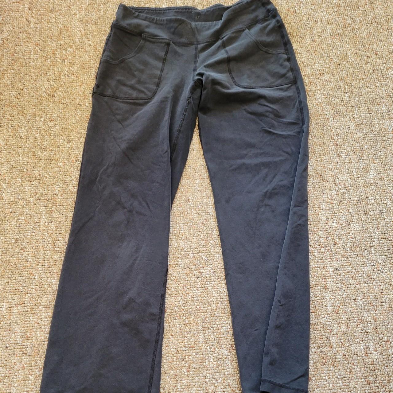 black flare yoga pants! cotton small hoke on right... - Depop