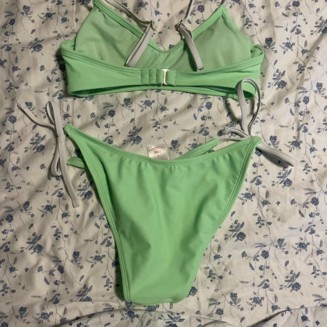 Xhilaration Womens Green And White Bikinis And Tankini Sets Depop