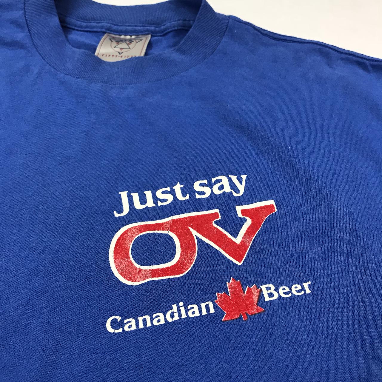 Vintage OV Canadian Beer T Shirt Mens Large 80s 90s... Depop