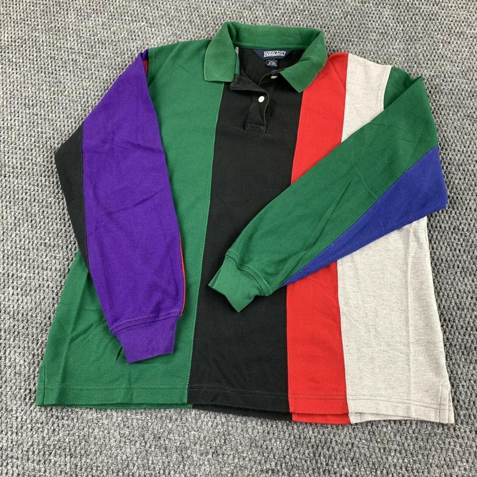 Vintage 1990s Polo Sport Ralph Lauren Striped Colorblock Rugby Shirt