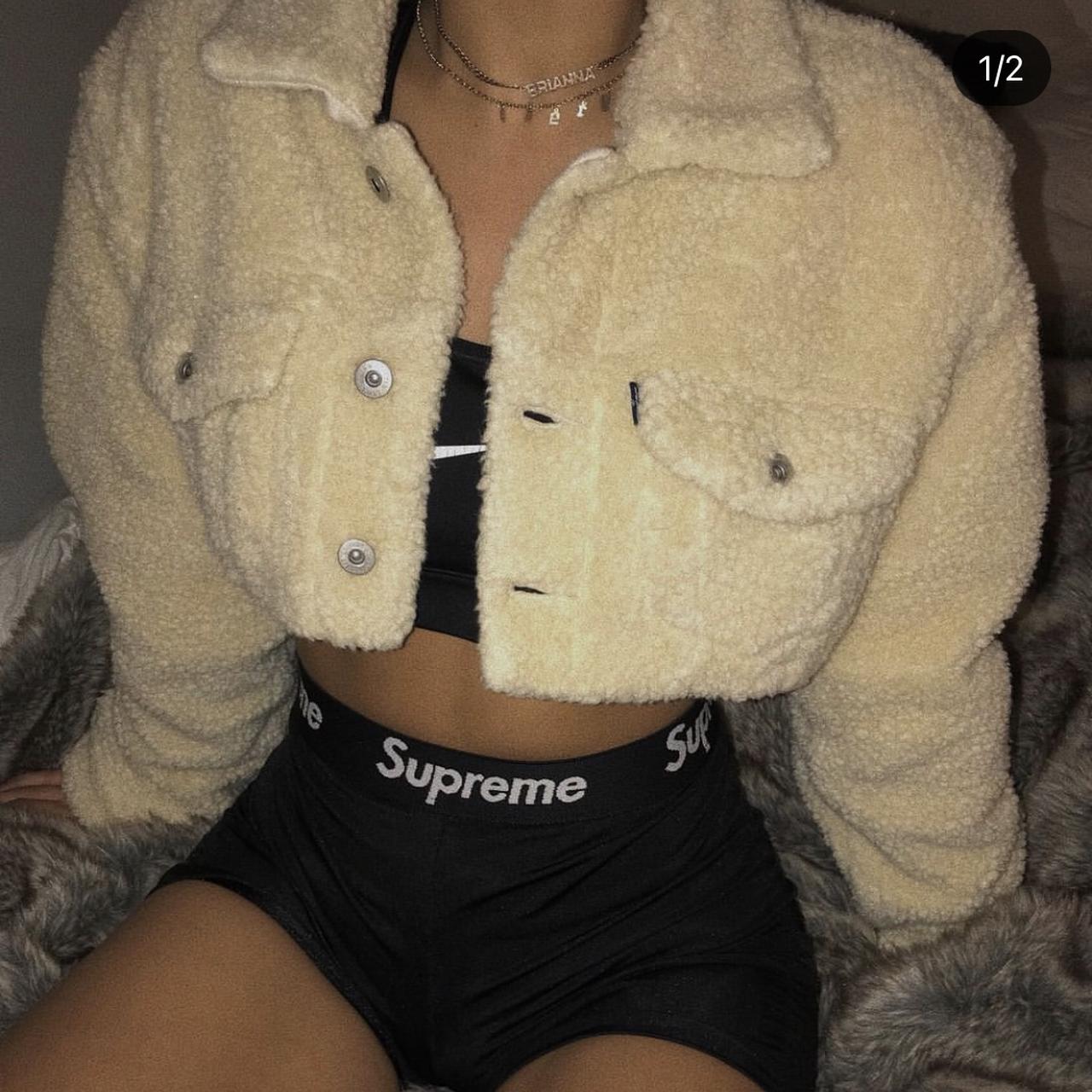 Off white hot sale sherpa jacket