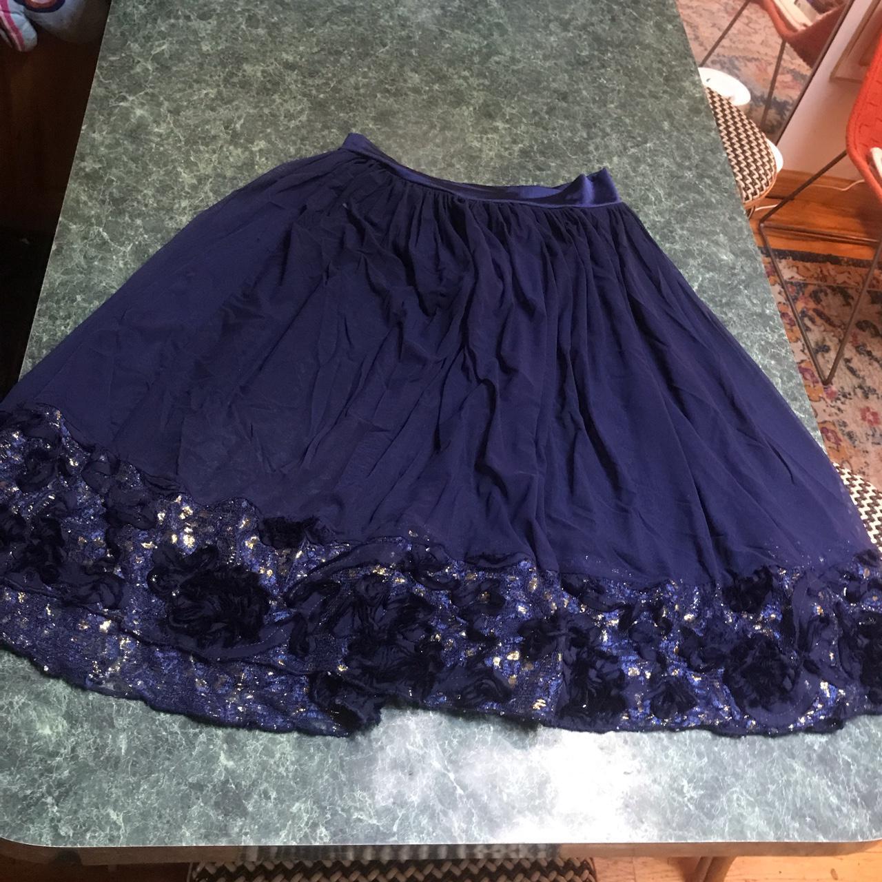 Women's Navy and Gold Skirt | Depop