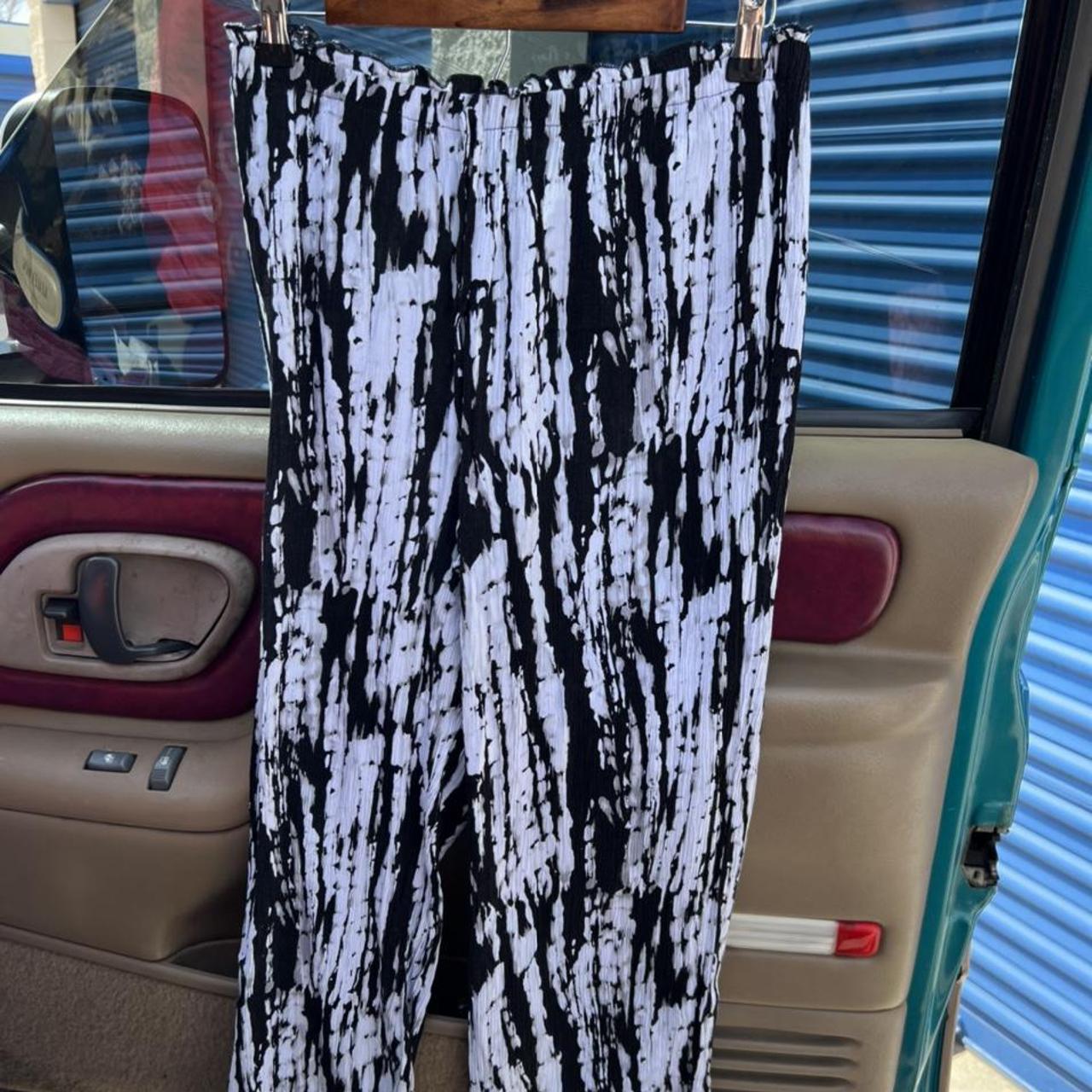 black and white tie dye pants