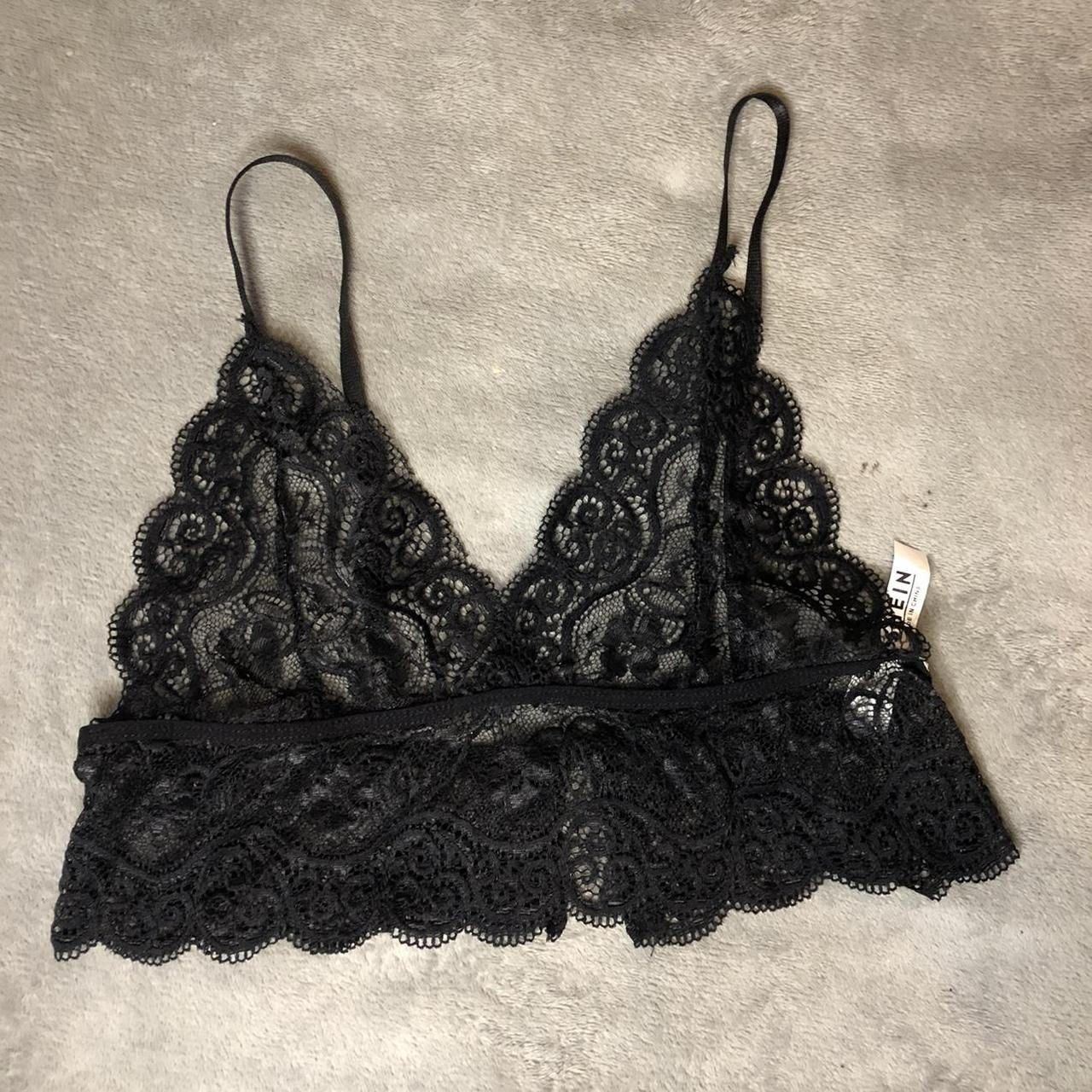 Black lace bralet SHEIN Size M New without tags... - Depop