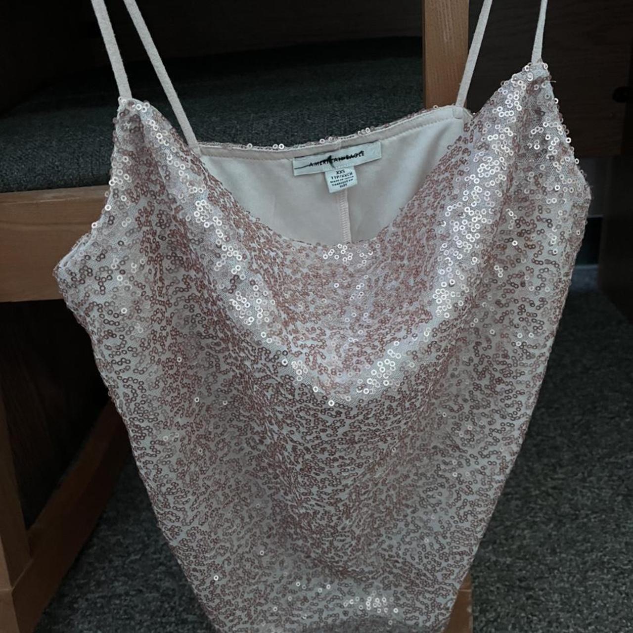 American Eagle Pink Sparkly Tank Top Never worn,... - Depop