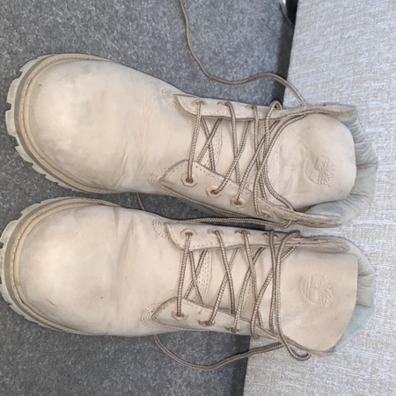 cream timberland boots, worn around 10 times. good... - Depop