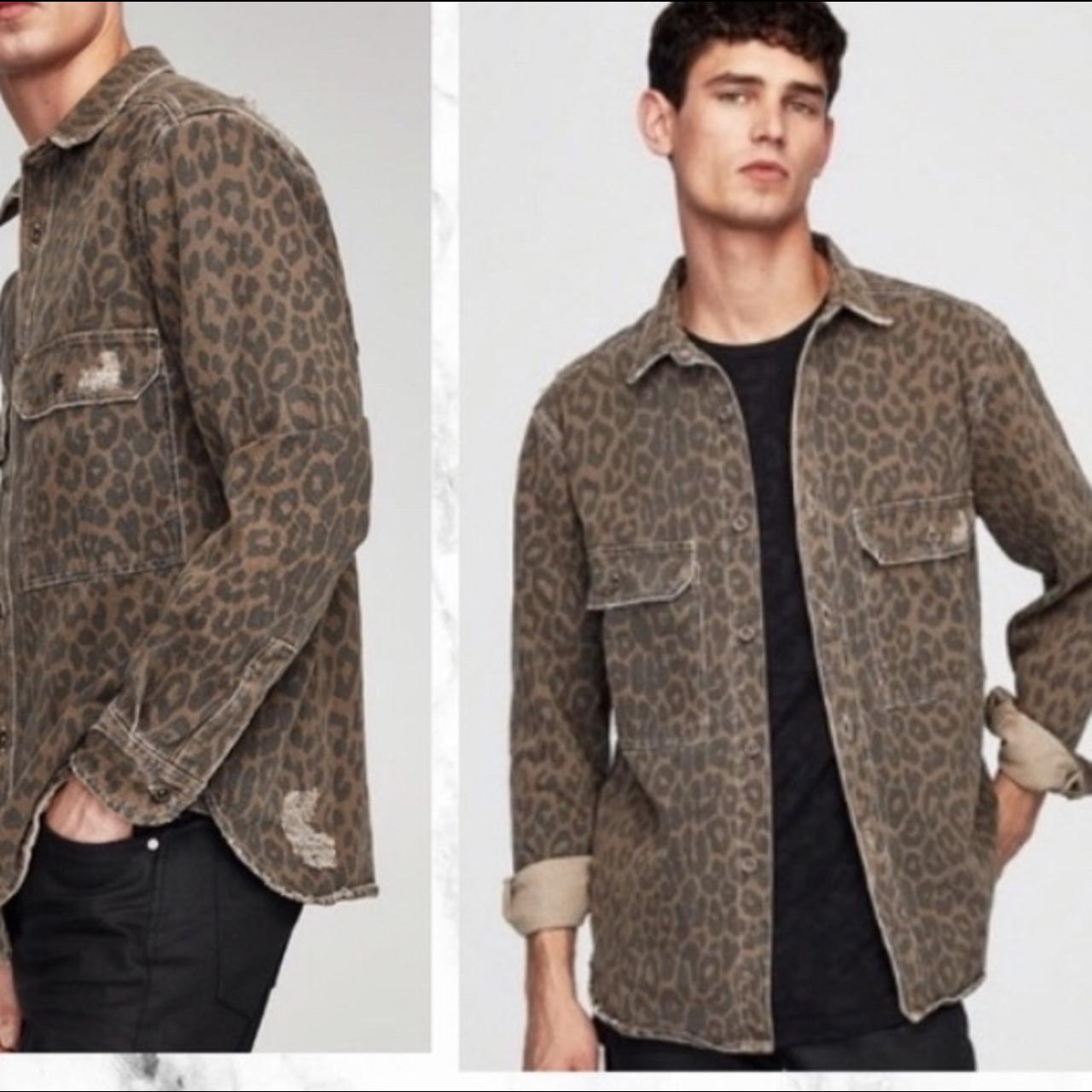 Leopard print jean shirt/jacket 🐆 Size XL relaxed | Depop